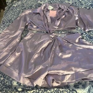 Hello Molly Lilac Satin Ensemble